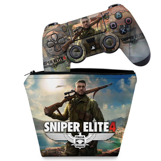 KIT Capa Case e Skin Anti-Rage PS4 Controle - Sniper Elite 4
