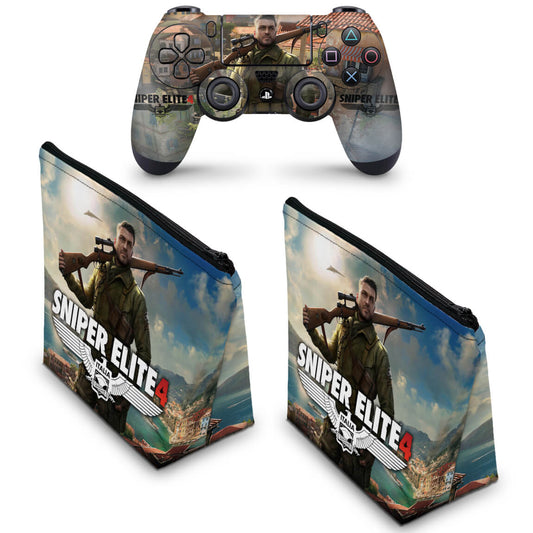 KIT Capa Case e Skin Anti-Rage PS4 Controle - Sniper Elite 4