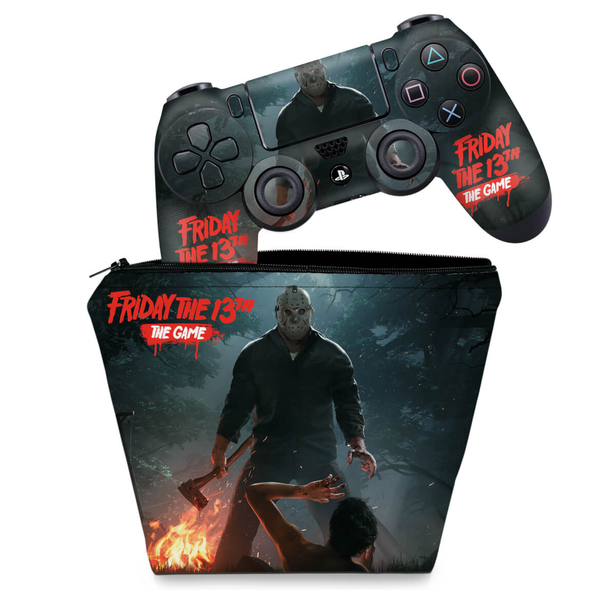 KIT Capa Case e Skin Anti-Rage PS4 Controle - Friday The 13Th The Game Sexta-Feira 13