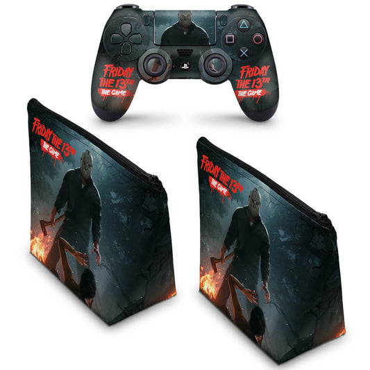 KIT Capa Case e Skin Anti-Rage PS4 Controle - Friday The 13Th The Game Sexta-Feira 13