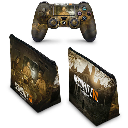 KIT Capa Case e Skin Anti-Rage PS4 Controle - Resident Evil 7: Biohazard