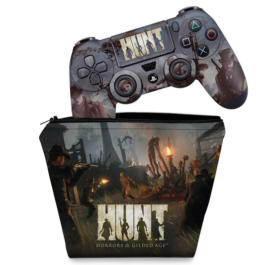 KIT Capa Case e Skin Anti-Rage PS4 Controle - Hunt: Horrors Of The Gilded Age