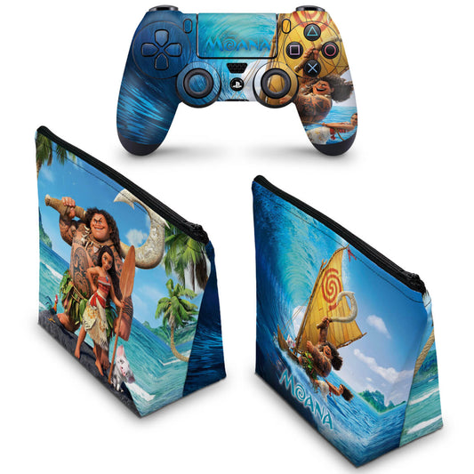 KIT Capa Case e Skin Anti-Rage PS4 Controle - Moana