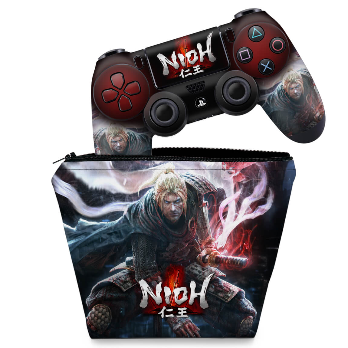 KIT Capa Case e Skin Anti-Rage PS4 Controle - Nioh