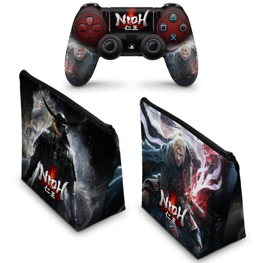 KIT Capa Case e Skin Anti-Rage PS4 Controle - Nioh