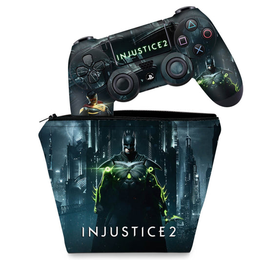 KIT Capa Case e Skin Anti-Rage PS4 Controle - Injustice 2