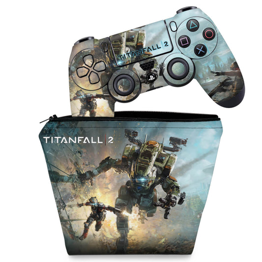 KIT Capa Case e Skin Anti-Rage PS4 Controle - Titanfall 2 #A