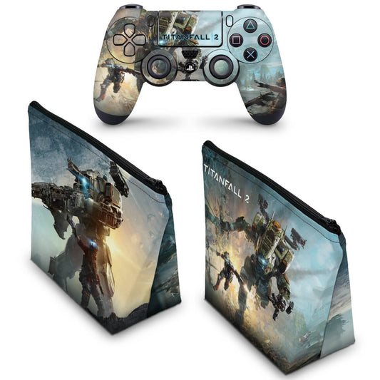 KIT Capa Case e Skin Anti-Rage PS4 Controle - Titanfall 2 #A
