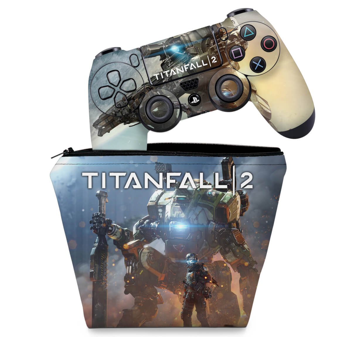 KIT Capa Case e Skin Anti-Rage PS4 Controle - Titanfall 2 #B