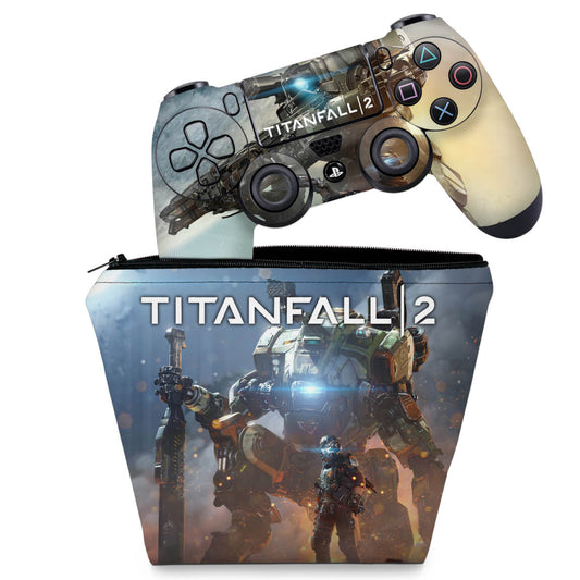 KIT Capa Case e Skin Anti-Rage PS4 Controle - Titanfall 2 #B