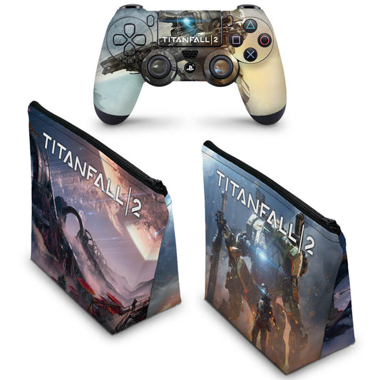 KIT Capa Case e Skin Anti-Rage PS4 Controle - Titanfall 2 #B