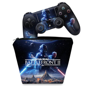 KIT Capa Case e Skin Anti-Rage PS4 Controle - Star Wars - Battlefront 2 - Pop Arte Skins