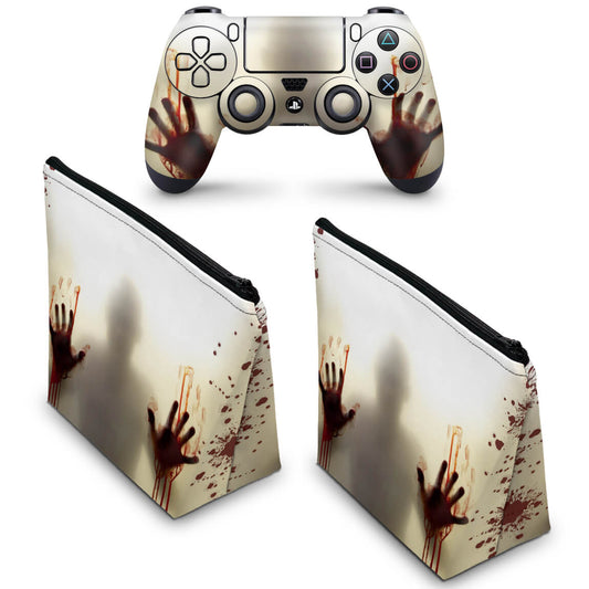 KIT Capa Case e Skin Anti-Rage PS4 Controle - Fear The Walking Dead