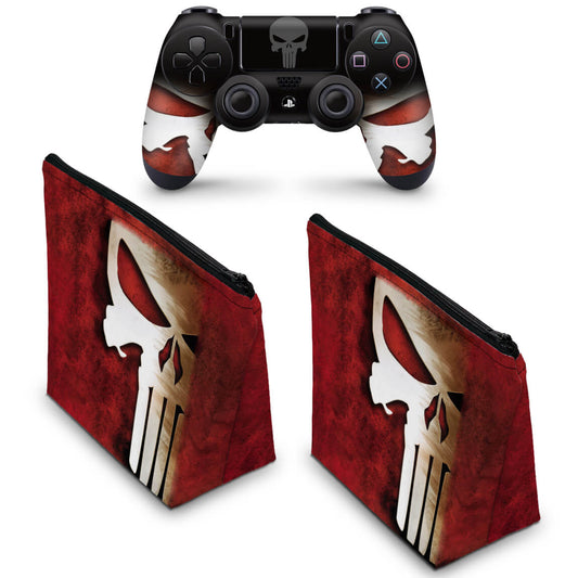 KIT Capa Case e Skin Anti-Rage PS4 Controle - The Punisher Justiceiro