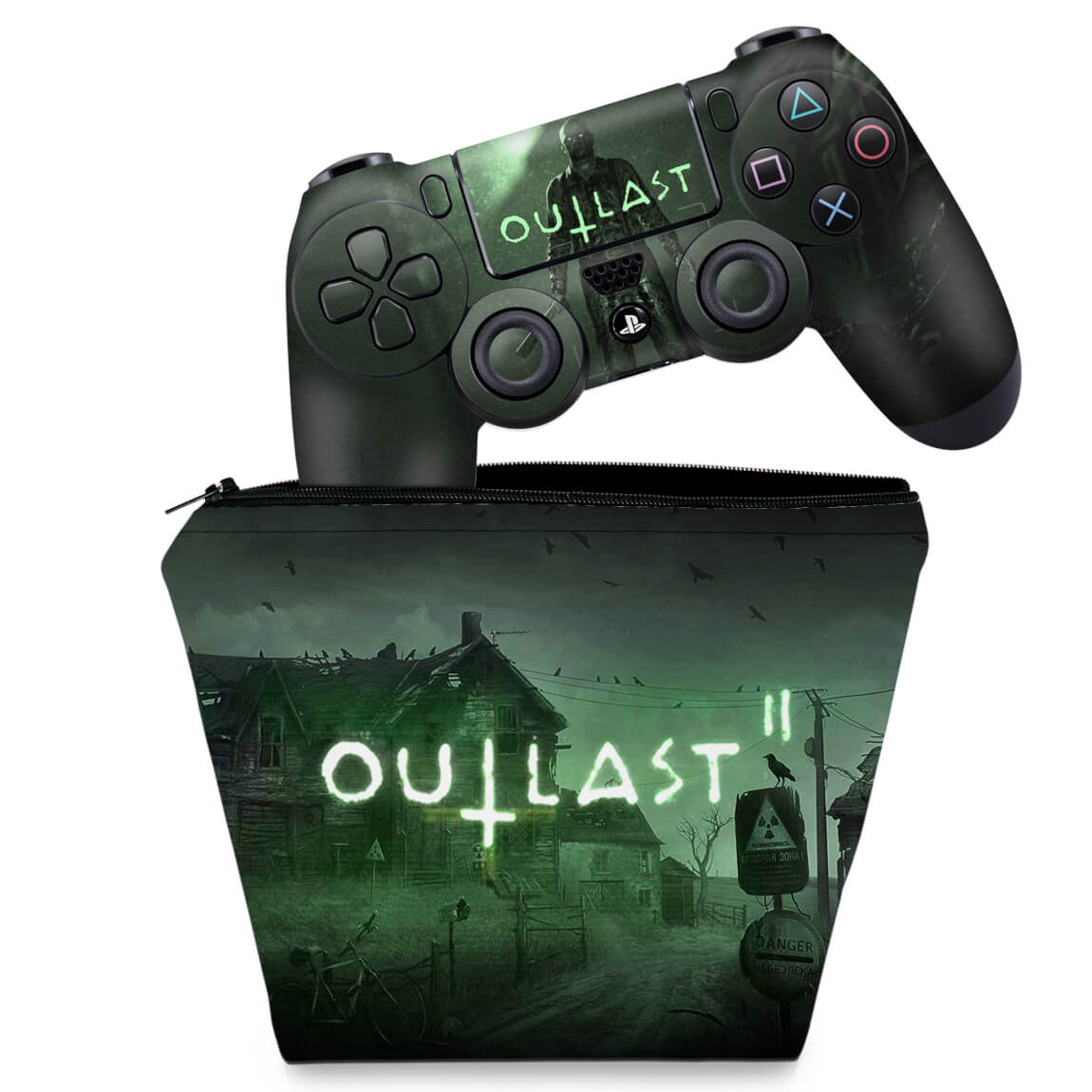 KIT Capa Case e Skin Anti-Rage PS4 Controle - Outlast 2