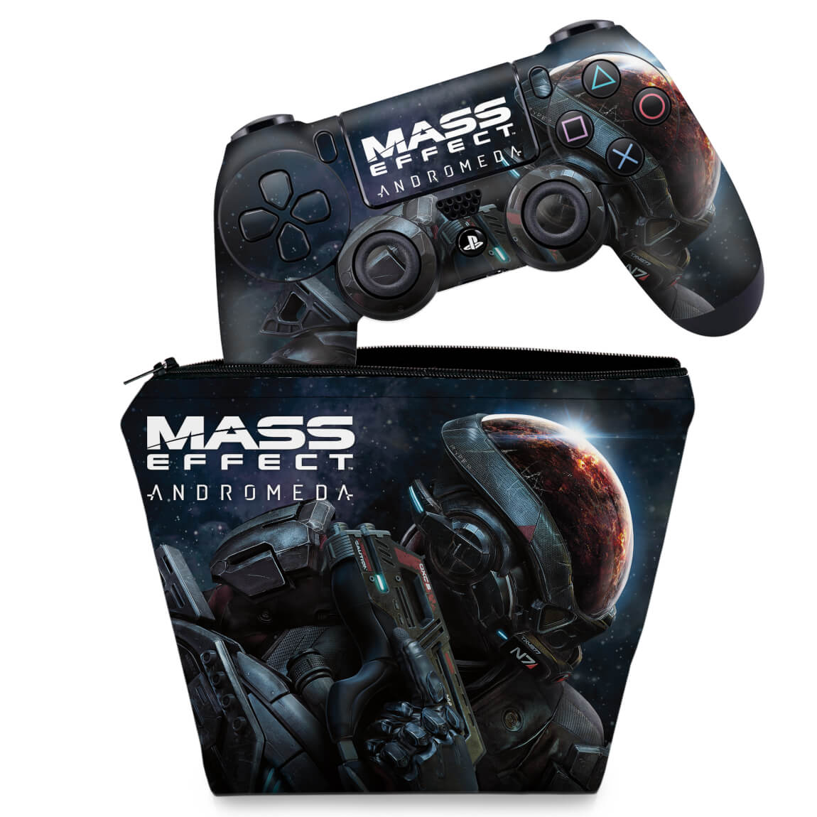 KIT Capa Case e Skin Anti-Rage PS4 Controle - Mass Effect: Andromeda