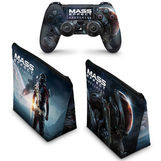 KIT Capa Case e Skin Anti-Rage PS4 Controle - Mass Effect: Andromeda