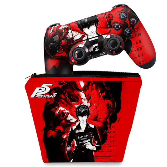KIT Capa Case e Skin Anti-Rage PS4 Controle - Persona 5