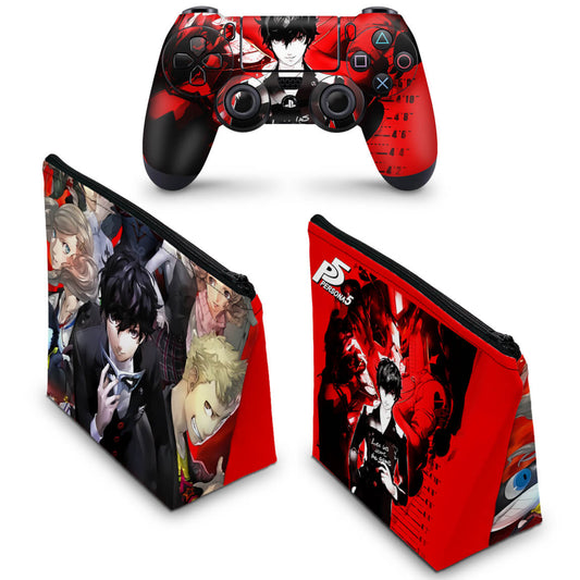 KIT Capa Case e Skin Anti-Rage PS4 Controle - Persona 5