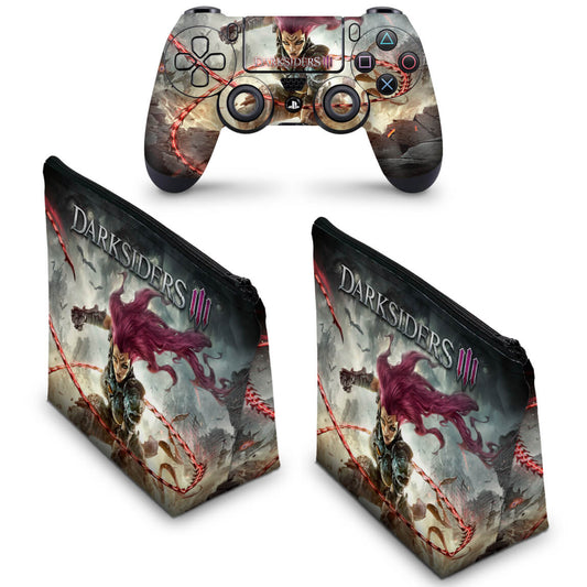 KIT Capa Case e Skin Anti-Rage PS4 Controle - Darksiders 3