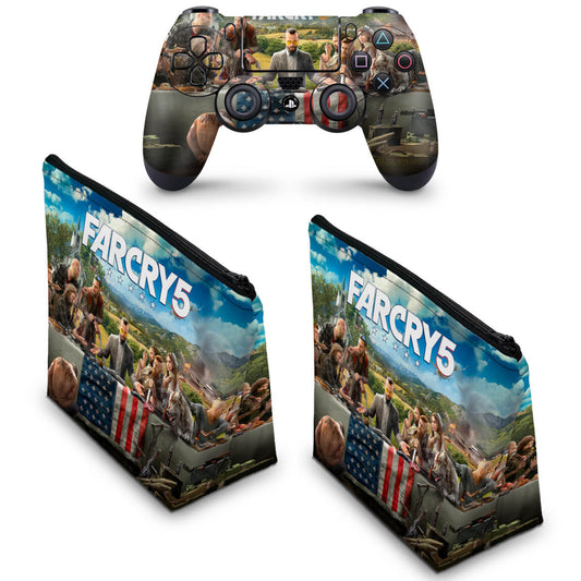 KIT Capa Case e Skin Anti-Rage PS4 Controle - Far Cry 5