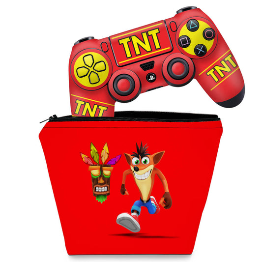 KIT Capa Case e Skin Anti-Rage PS4 Controle - Crash Bandicoot