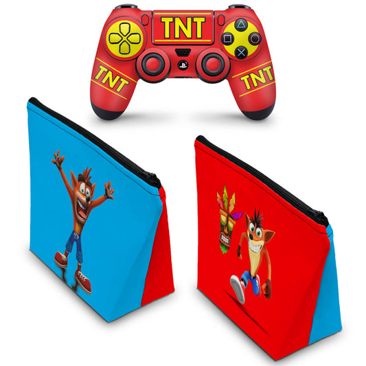 KIT Capa Case e Skin Anti-Rage PS4 Controle - Crash Bandicoot