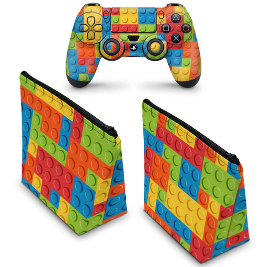 KIT Capa Case e Skin Anti-Rage PS4 Controle - Lego Peça