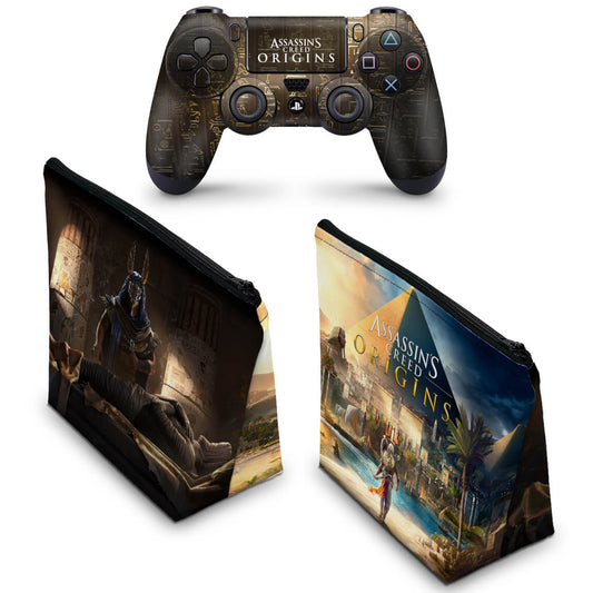 KIT Capa Case e Skin Anti-Rage PS4 Controle - Assassin's Creed Origins