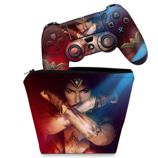 KIT Capa Case e Skin Anti-Rage PS4 Controle - Mulher Maravilha