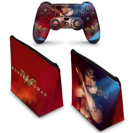 KIT Capa Case e Skin Anti-Rage PS4 Controle - Mulher Maravilha