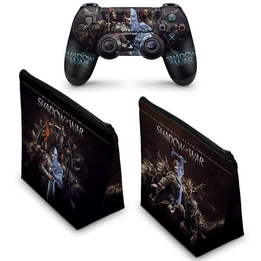 KIT Capa Case e Skin Anti-Rage PS4 Controle - Shadow Of War