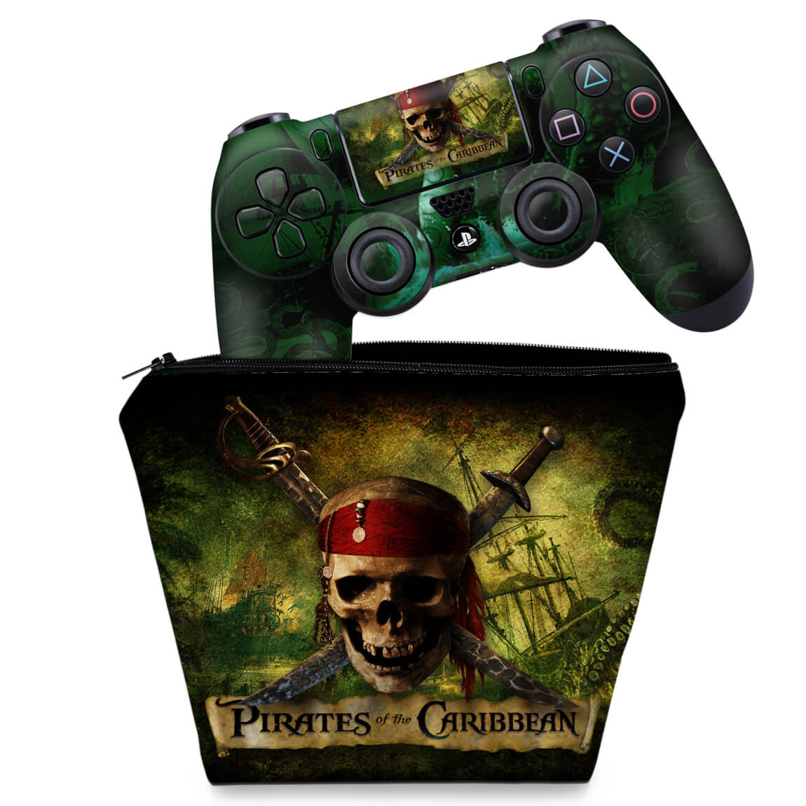 KIT Capa Case e Skin Anti-Rage PS4 Controle - Piratas Do Caribe