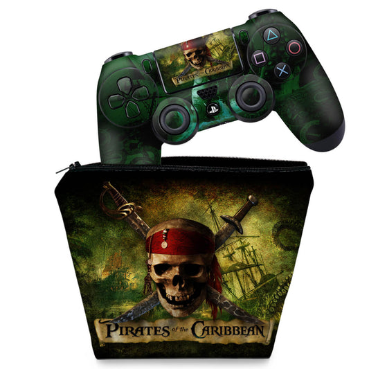 KIT Capa Case e Skin Anti-Rage PS4 Controle - Piratas Do Caribe