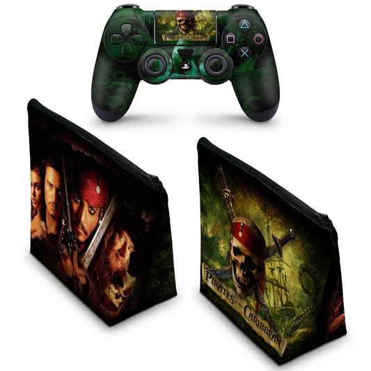 KIT Capa Case e Skin Anti-Rage PS4 Controle - Piratas Do Caribe