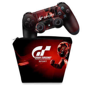 KIT Capa Case e Skin Anti-Rage PS4 Controle - Gran Turismo - Pop Arte Skins