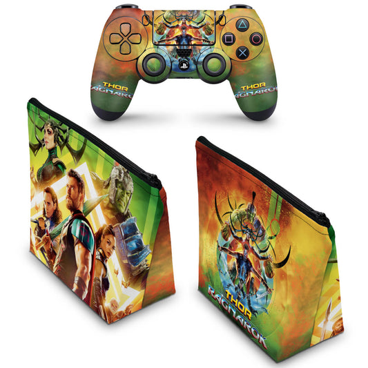 KIT Capa Case e Skin Anti-Rage PS4 Controle - Thor Ragnarok
