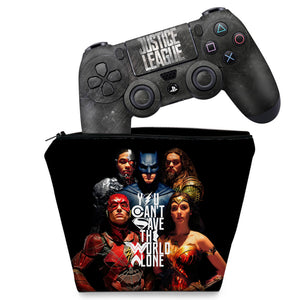 KIT Capa Case e Skin Anti-Rage PS4 Controle - Liga Da Justiça - Pop Arte Skins