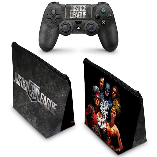 KIT Capa Case e Skin Anti-Rage PS4 Controle - Liga Da Justiça