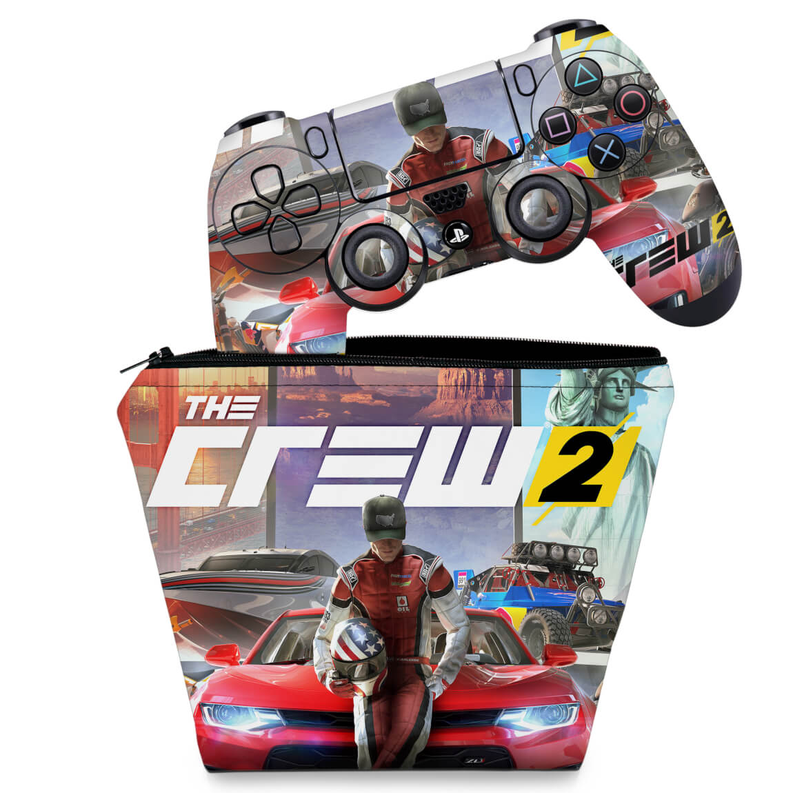 KIT Capa Case e Skin Anti-Rage PS4 Controle - The Crew 2