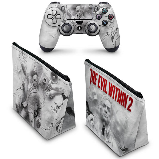 KIT Capa Case e Skin Anti-Rage PS4 Controle - The Evil Within 2