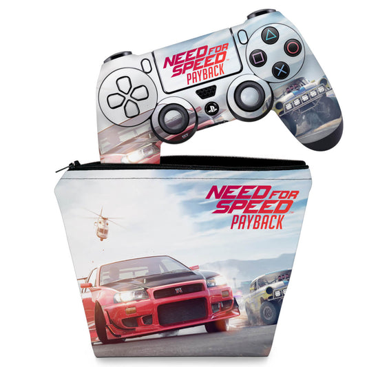 KIT Capa Case e Skin Anti-Rage PS4 Controle - Need For Speed Payback