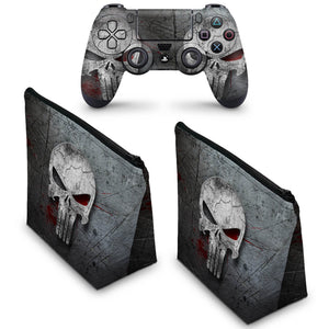 KIT Capa Case e Skin Anti-Rage PS4 Controle - The Punisher Justiceiro #B - Pop Arte Skins - foto 2