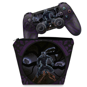 KIT Capa Case e Skin Anti-Rage PS4 Controle - Pantera Negra - Pop Arte Skins