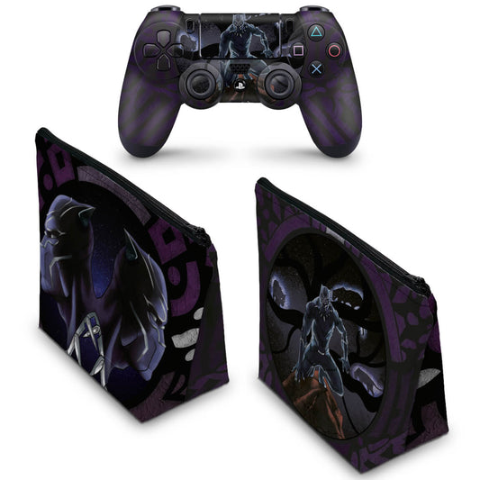 KIT Capa Case e Skin Anti-Rage PS4 Controle - Pantera Negra