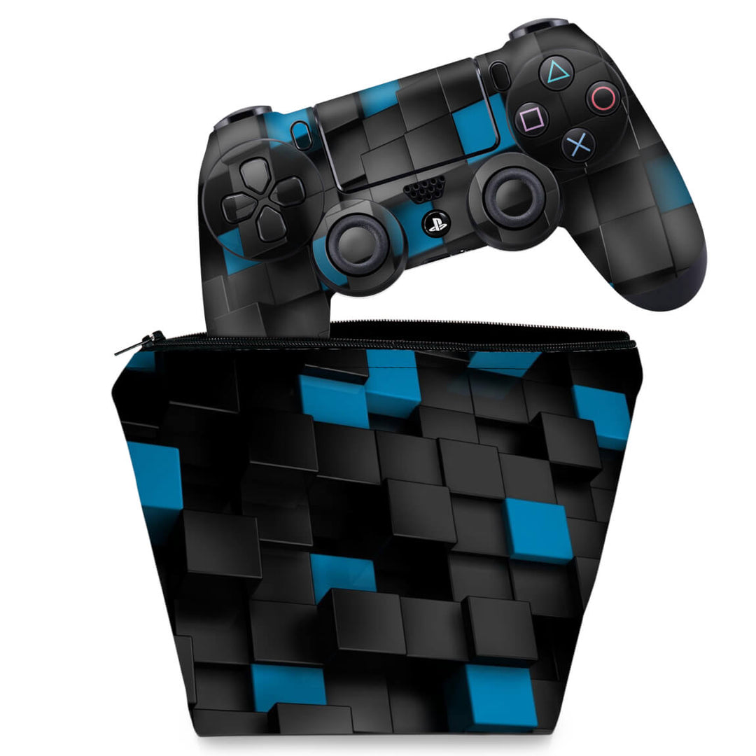 KIT Capa Case e Skin Anti-Rage PS4 Controle - Cubos - Pop Arte Skins