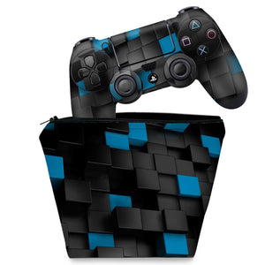 KIT Capa Case e Skin Anti-Rage PS4 Controle - Cubos - Pop Arte Skins