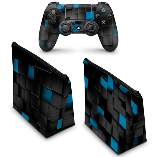 KIT Capa Case e Skin Anti-Rage PS4 Controle - Cubos