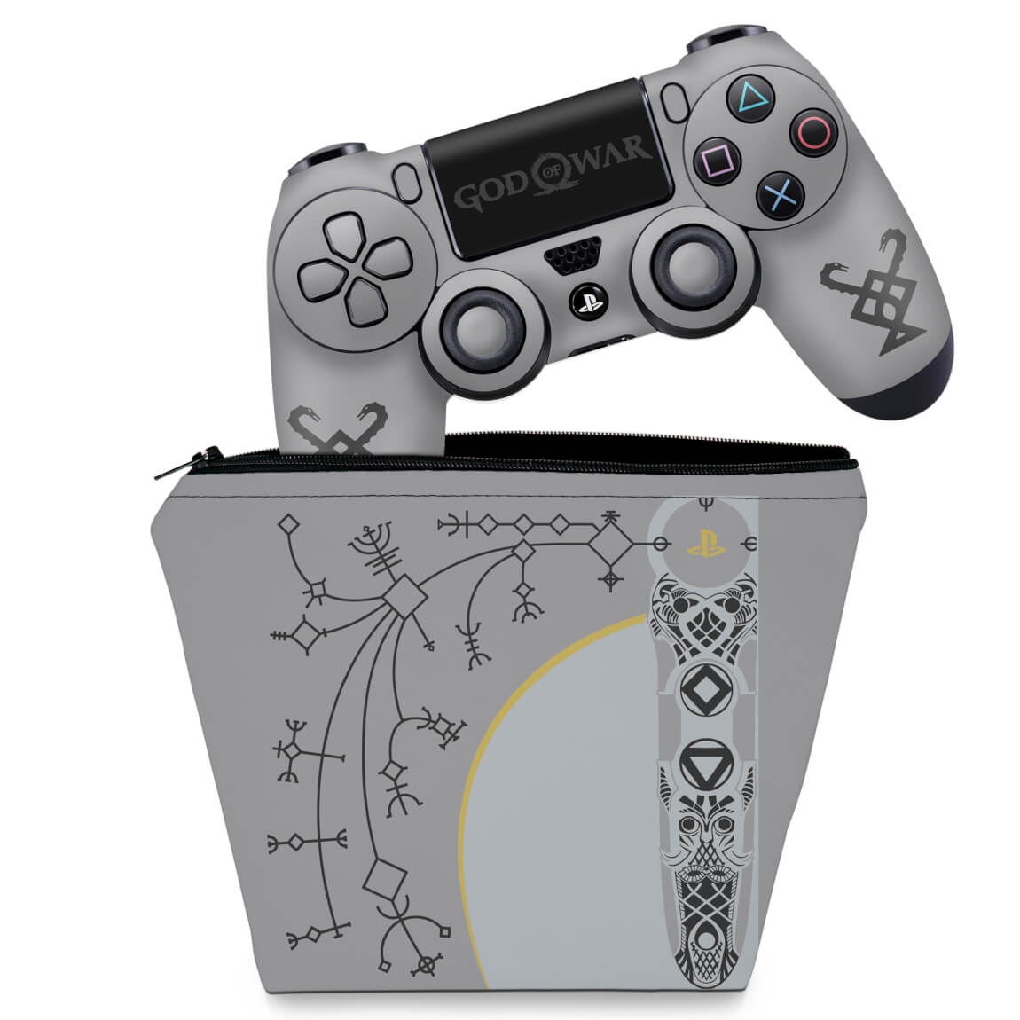 KIT Capa Case e Skin Anti-Rage PS4 Controle - God Of War Limited Edition