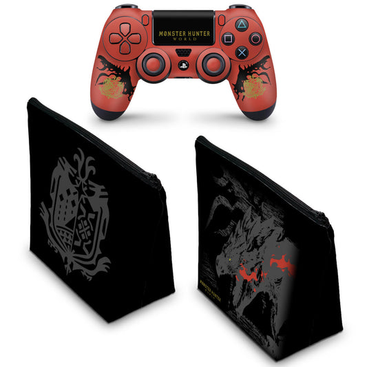 KIT Capa Case e Skin Anti-Rage PS4 Controle - Monster Hunter Edition